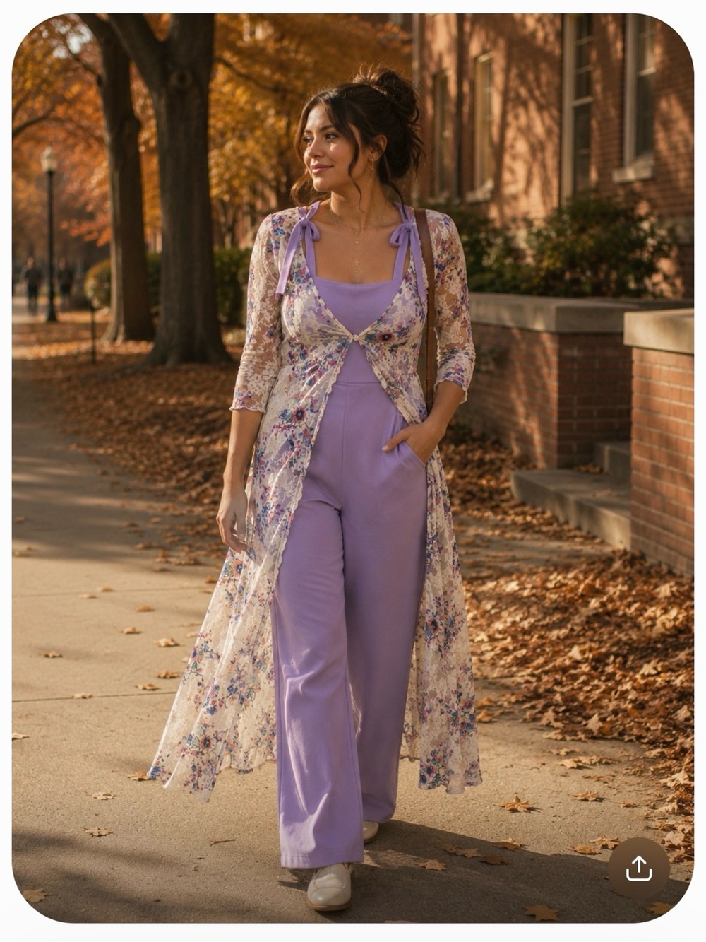 Women's Lavender Boho Chic Balletcore Tie-Shoulder Overalls size Small - Picture 2 of 7